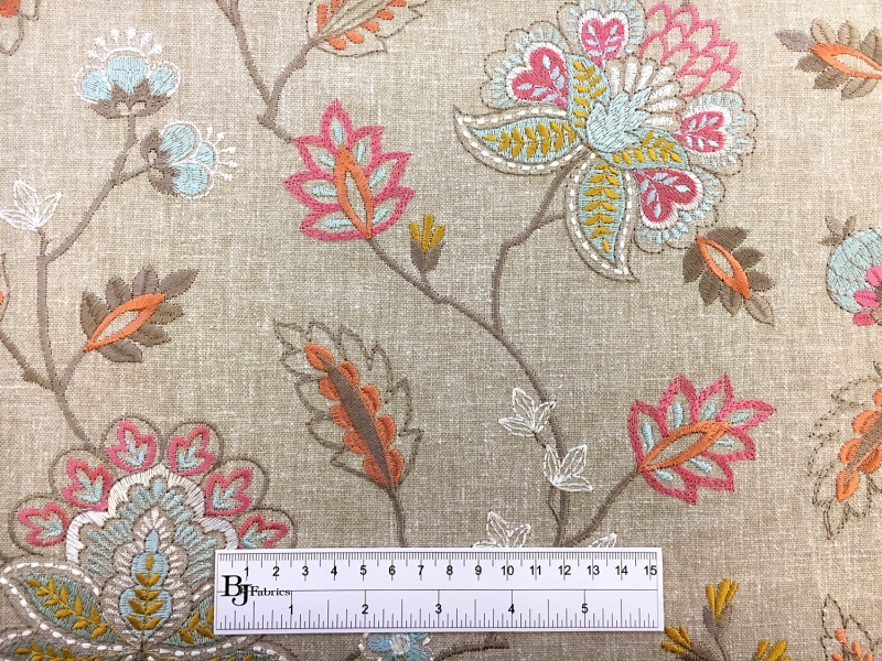 Poly Cotton Upholstery with Floral Embroidery3