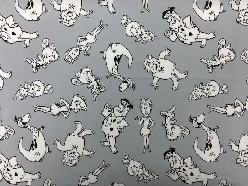 Flintstones Cotton Broadcloth Print in Grey0