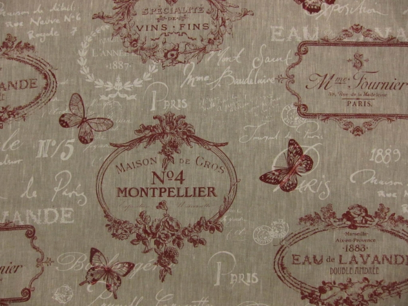 Linen Upholstery Parisian Print0