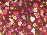 Printed 6Ply Silk Crepe with Large Vibrant Flowers 0