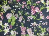 Printed Silk Chiffon with Florals in Navy0