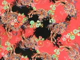 Printed Lightweight Silk Satin with Mixed Paisley and Floral Patterns0